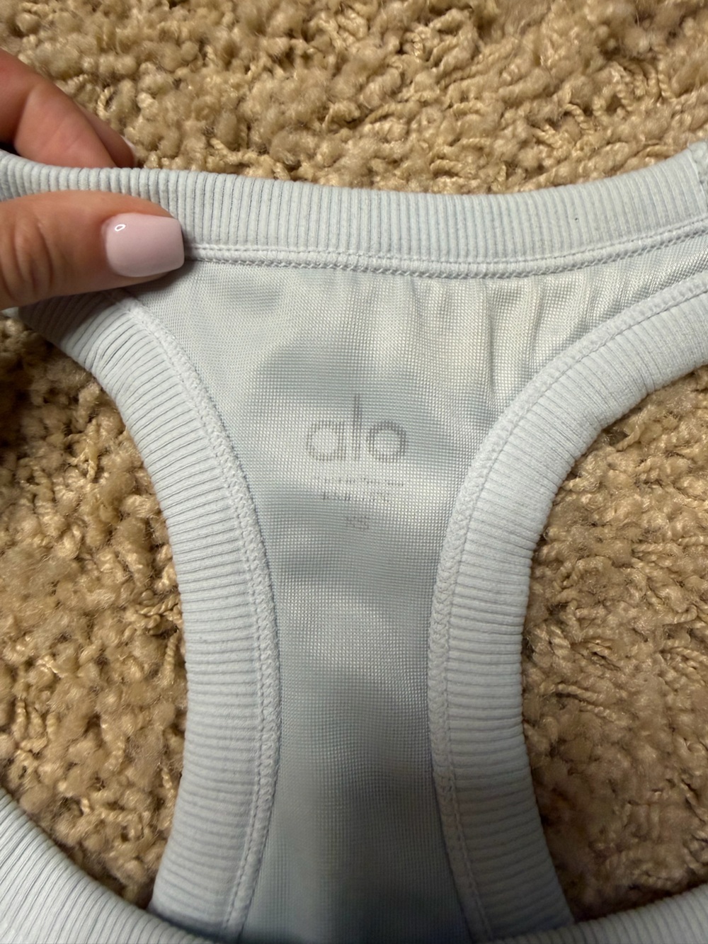 ALO Yoga Light Blue Ribbed Racerback Tank - Picture 2 of 3
